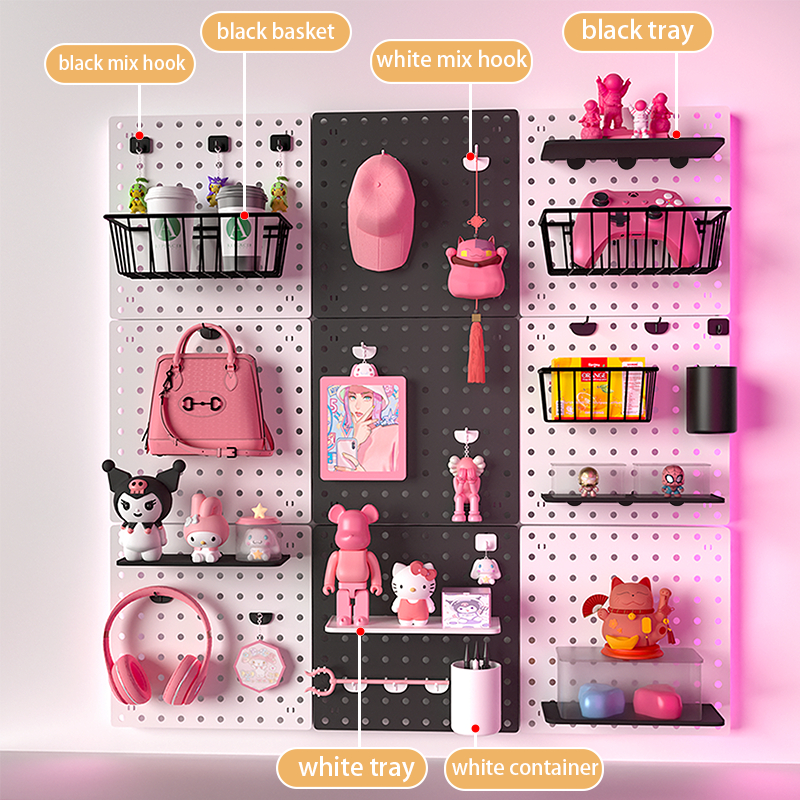 แผ่นวางของติดผนัง อุปกรณ์ตกแต่งบอร์ด ของแต่งโต๊ะคอม pegboard