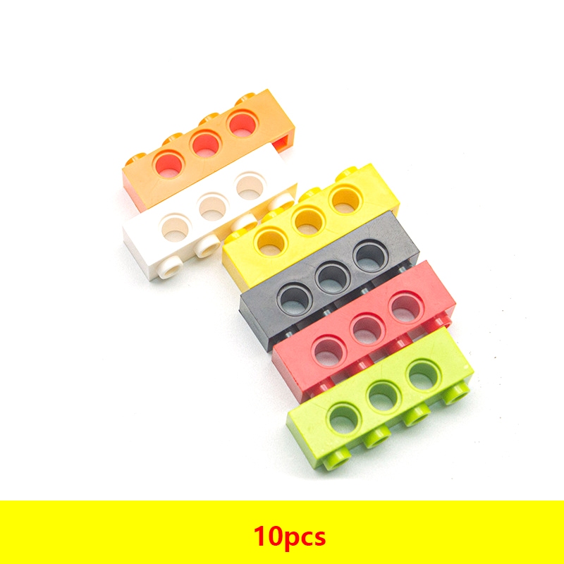10pcs เทคโนโลยีอิฐ 1x4 พร้อมรู 20 ชิ้น MOC คลาสสิก Mechanical Building Blocks อะไหล่ DIY อุปกรณ์เสริมใช้งานร่วมกับ 3701