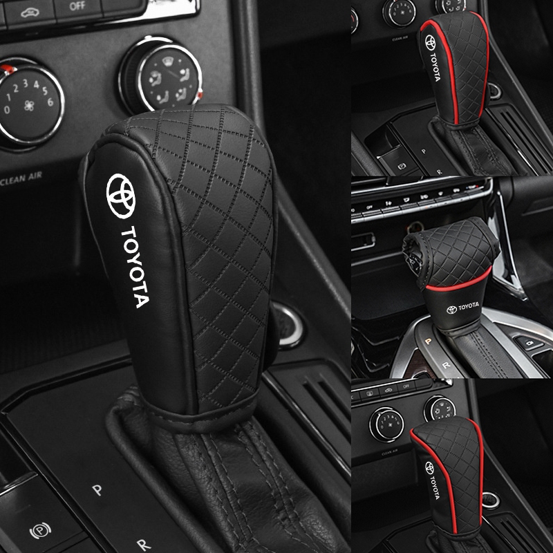 Toyota Vios Wish Corolla Cross Veloz Yaris Revo wigo Universal PU หนัง Anti-SLIP เกียร์เกียร์ Shift Knob Cover, สีดําอะไหล่รถยนต์รถ Stall Anti-SLIP กรณีขับรถควบคุม