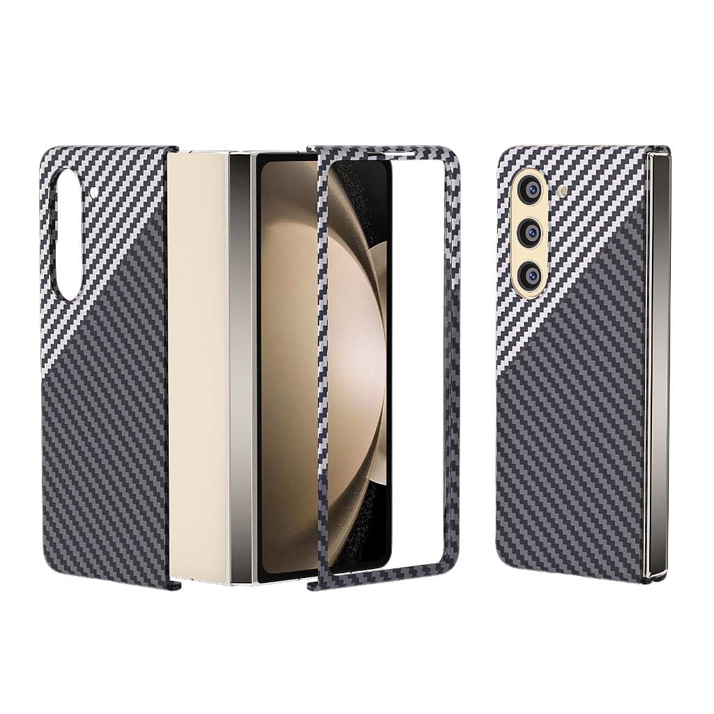 ใหม่ เคสโทรศัพท์มือถือแบบแข็ง คาร์บอนไฟเบอร์ กันกระแทก สองสี สําหรับ Samsung Z Fold 5 4