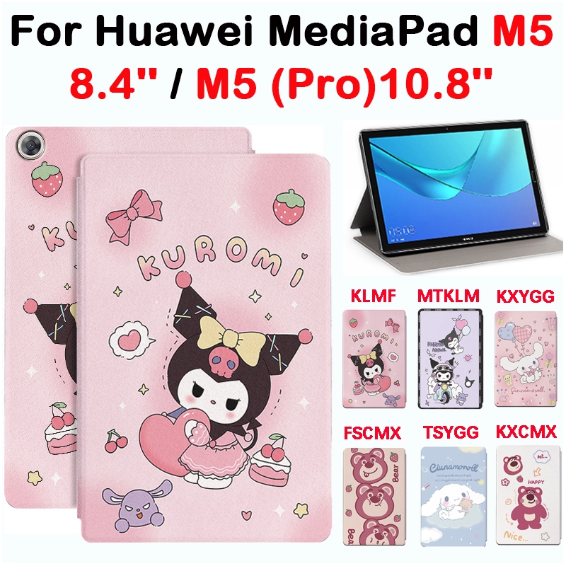 สําหรับ Huawei MediaPad M5 M5 Pro 10.8 CMR-AL09 W09 AL19 W19 แฟชั่นคุณภาพสูงหนัง PU ฝาครอบ M5 8.4 SHT-AL09 W09 ขาตั้งการ์ตูนน่ารักป้องกันกรณี