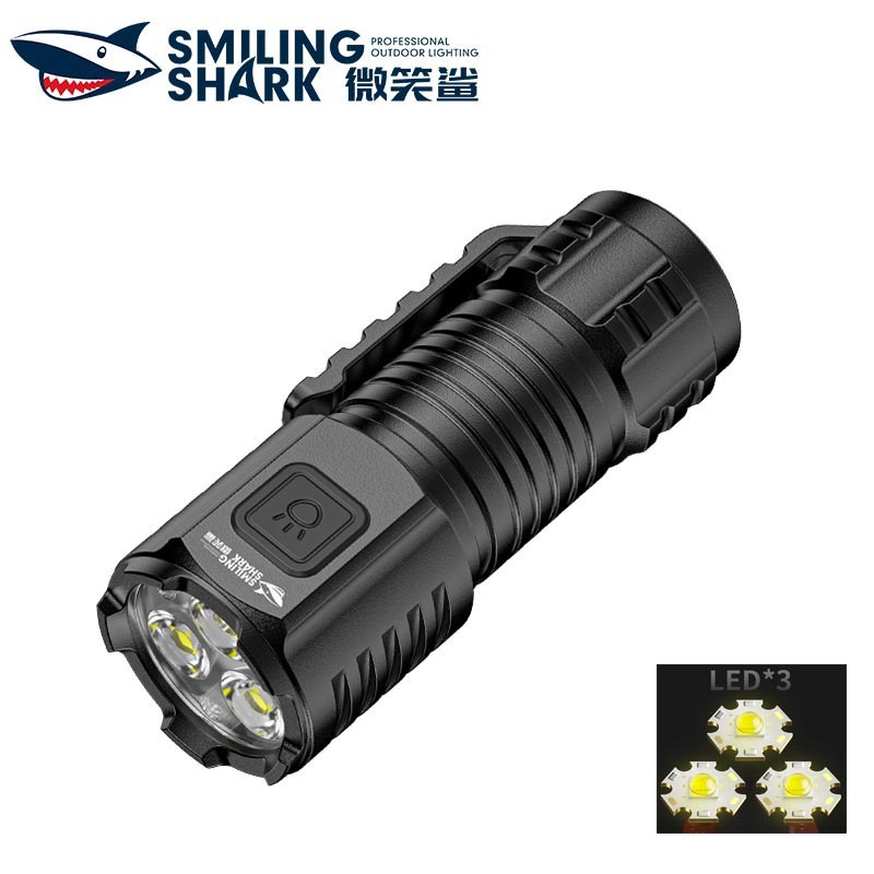 SmilingShark SD7174 ไฟฉาย led พวงกุญแจ ไฟฉายสดใสมินิ 5โหมด คลิปโลหะ Type-C ชาร์จใหม่ได้ กันน้ำสำหรับกลางแจ้ง แคมป์ปิ้ง การเดินป่า วิ่ง