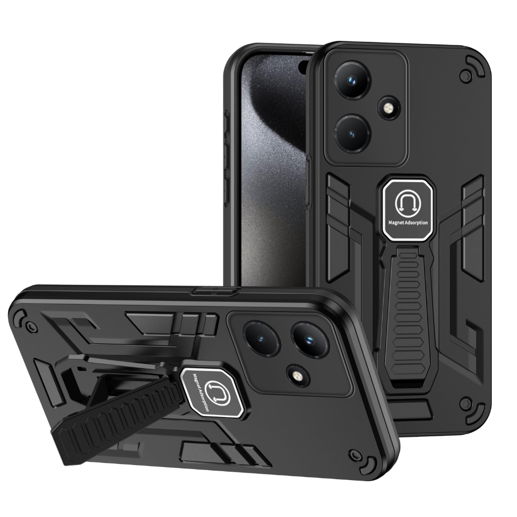 สําหรับ Infinix Hot 30i ที ่ วางแม ่ เหล ็ กในรถยนต ์ คุณภาพสูง 2-in-1 ฝาครอบเคสโทรศัพท ์ ป ้ องกันการตกและดูดซับแรงกระแทก