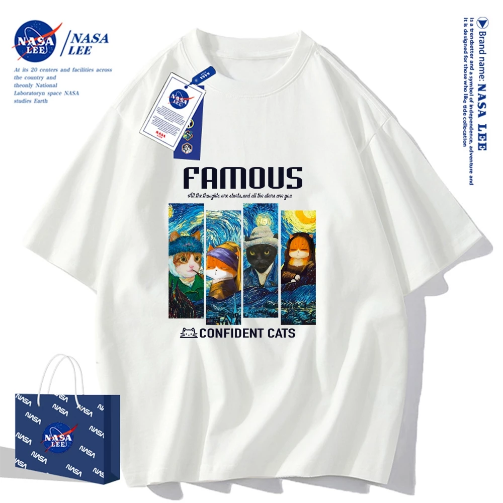NASA เสื้อยืด คอกลมแขนสั้น ผ้าฝ้าย 2025 รุ่นใหม่ สวมใส่สบาย ระบายอากาศดี เหมาะสำหรับฤดูร้อน