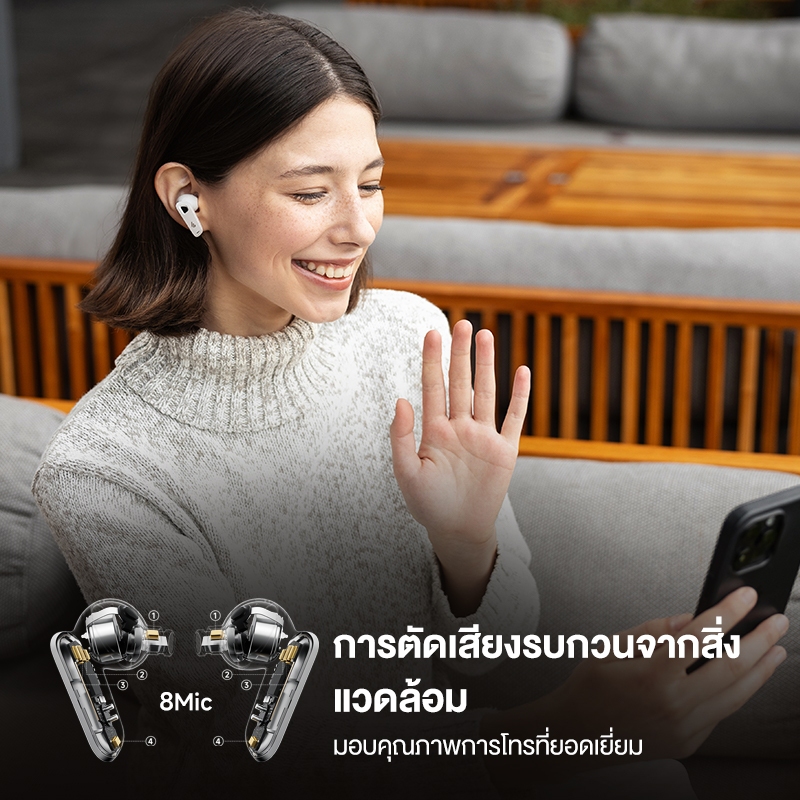 Edifier Neobuds Pro 2 TWSหูฟังบลูทูธตัดเสียงรบกว ไมค์ หูฟังบลูทูธไร้สาย 8 ตัว ไดร์เวอร์ไฮบริด