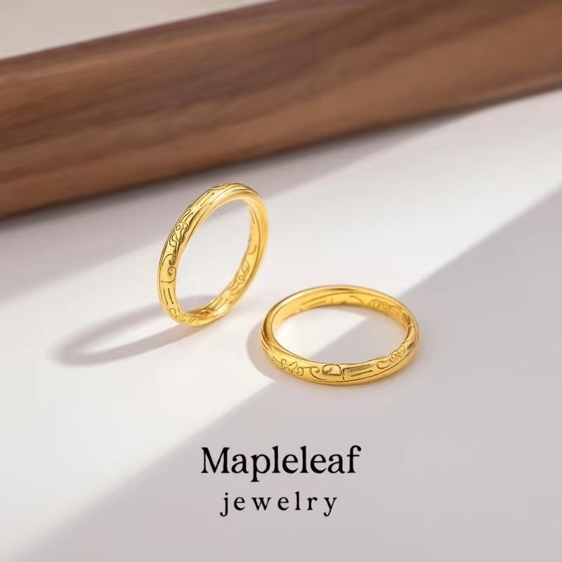 ของแท้ แหวนทองคํา 18K ลายมังกร นกฟินิกซ์ สไตล์จีน สําหรับผู้ชาย และผู้หญิง