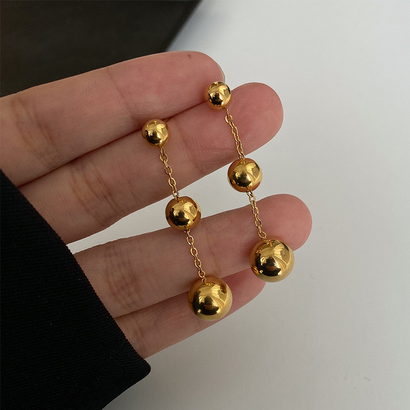 ต่างหูสเตนเลส ทอง 18K ทรงกลม ไม่ทําให้แพ้ง่าย