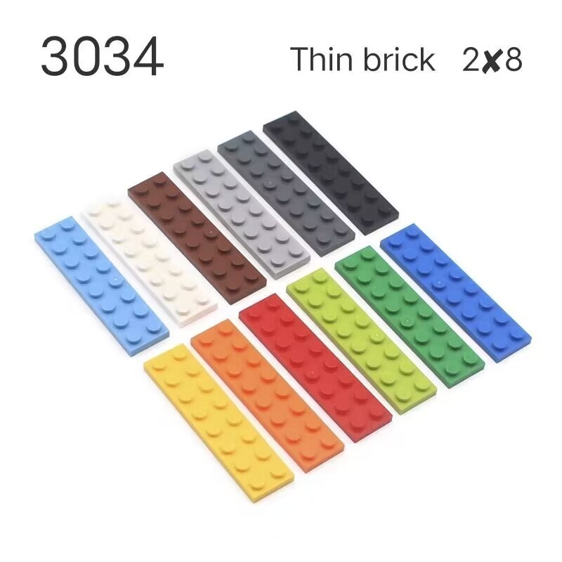 มอค บล็อกตัวต่ออนุภาคขนาดเล็ก 2 x 8 อิฐบางเข้ากันได้ 3034 ประกอบของเล่นตรัสรู้การศึกษา