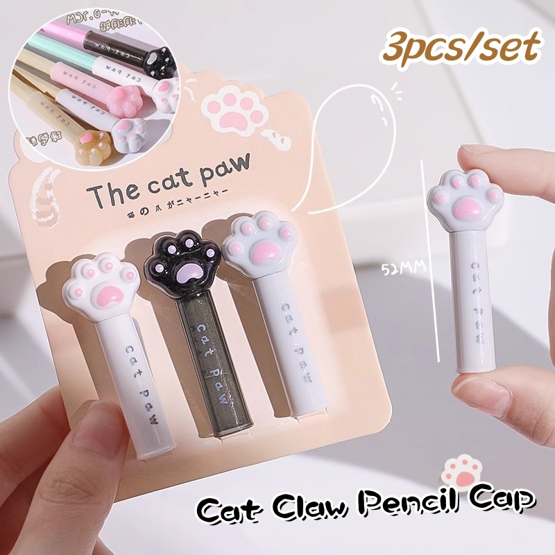 3 ชิ้น / เซต การ์ตูนแมว กรงเล็บ ปากกา ฝาครอบ พลาสติก น่ารัก ปากกา ดินสอ เคสป้องกัน เครื่องเขียนนักเรียน WJ355