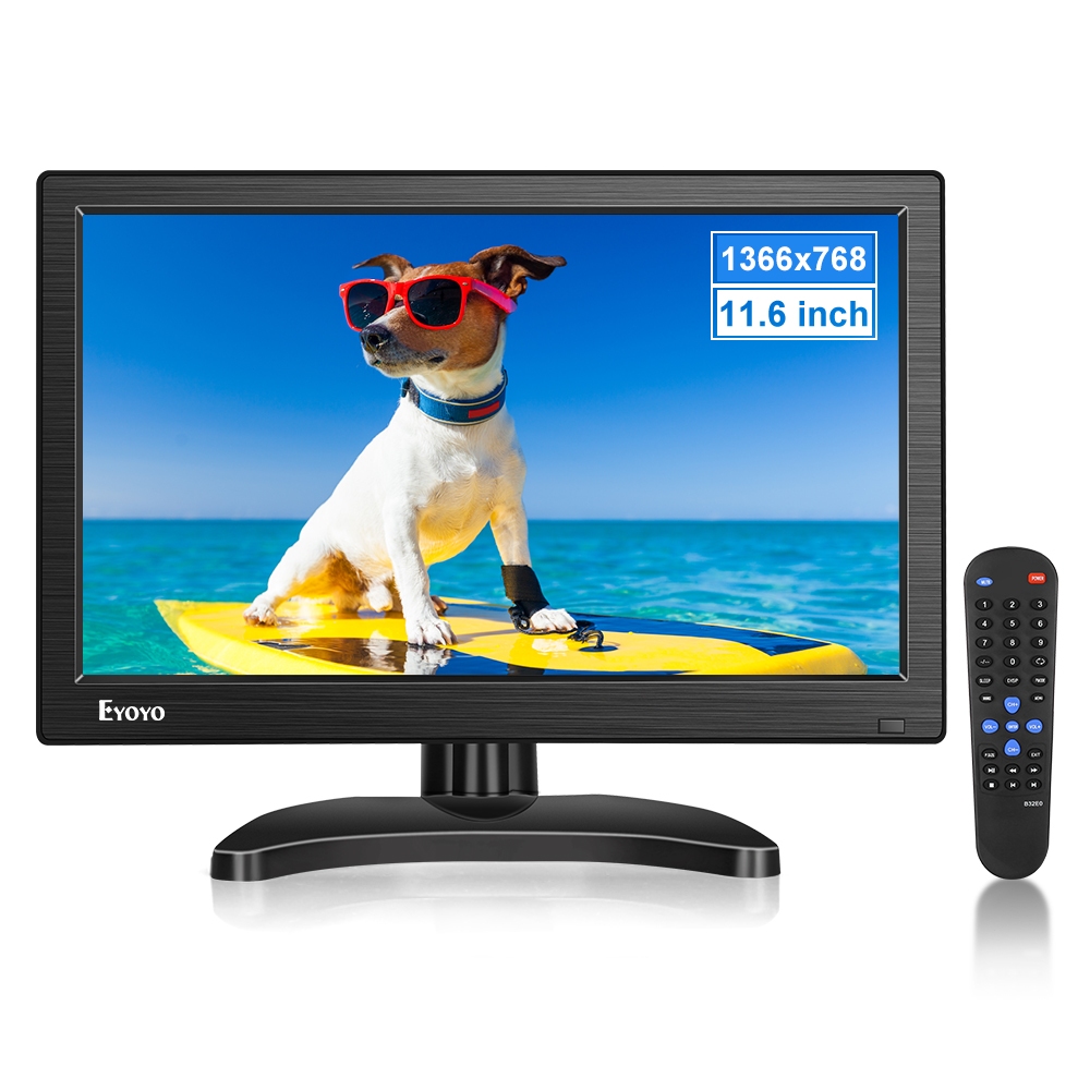 Eyoyo E12 12 นิ้วแบบพกพา LCD Monitor 1366768 HDMI/VGA/BNC/AV อินพุตลําโพงในตัวสําหรับกล้องวงจรปิด Of