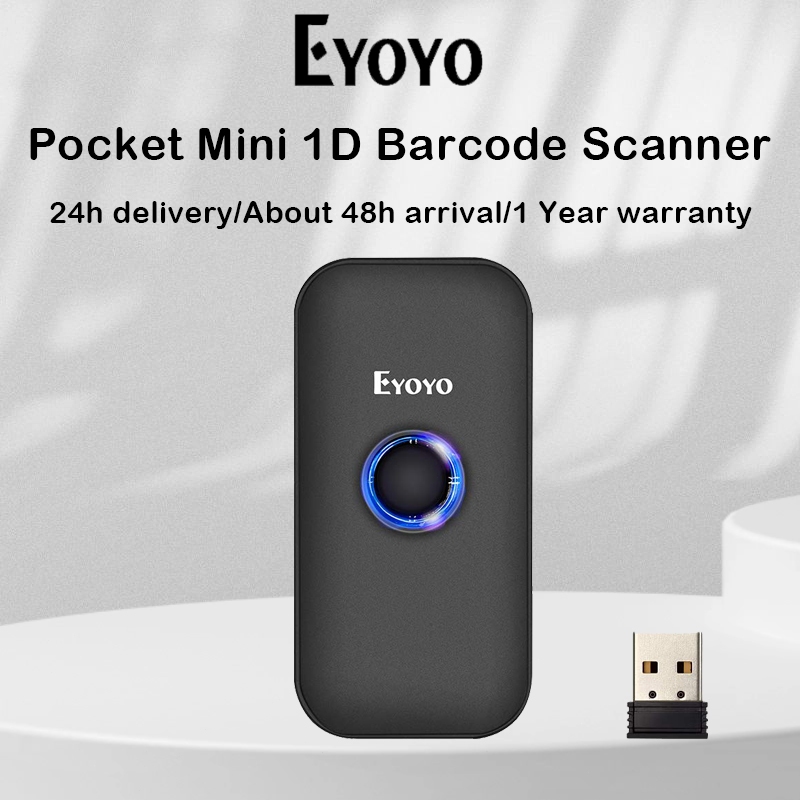Eyoyo EY-009L Mini 1D เลเซอร์ Barcode Scanner บลูทูธและ USB แบบมีสายและ 2.4G Dongle ไร้สายบาร์รหัส R