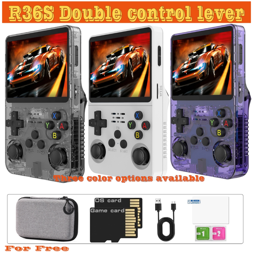 [Double control lever] Anbernic R36S เครื่องเกมพกพา ระบบ Linux หน้าจอ IPS 3.5 นิ้ว รองรับ HDMI 640*480 Bluetooth WiFi 5G เปิดเครื่องเกมปาล์มโอเพนซอร์ส, เกมอาเขต Retro แบบพกพา（จัดส่งกระเป๋า）