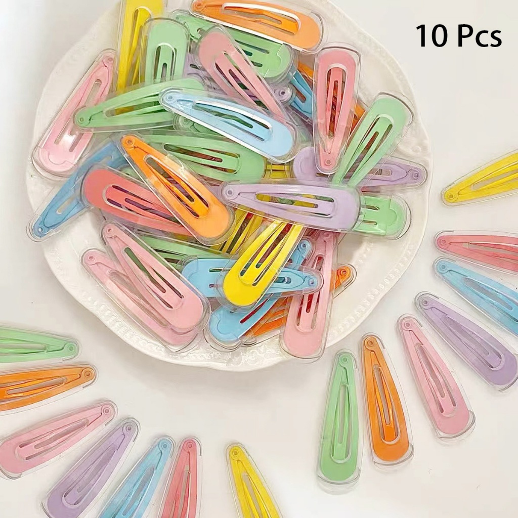 กิ๊บติดผมหน้าม้า แบบใส ขนาด 5 ซม. สีมาการอง สําหรับเด็ก 10 ชิ้น