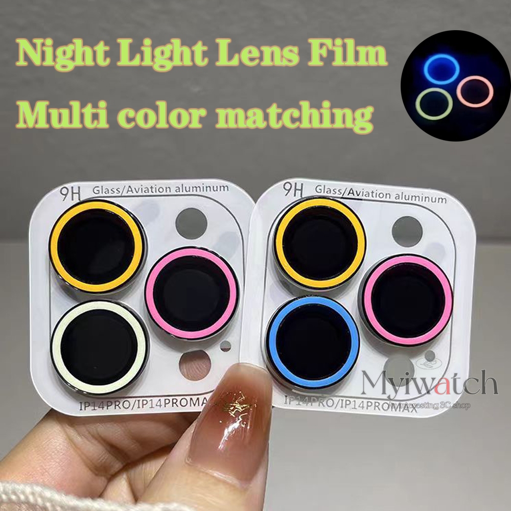 ไฟกลางคืน 9H ฟิล์มป้องกันเลนส์สีผสมสําหรับ iPhone 16 15 14 13 12 11 Pro Max 14 15 Plus กระจกนิรภัยกันน้ําความละเอียดสูงแหวนป้องกันกล้อง