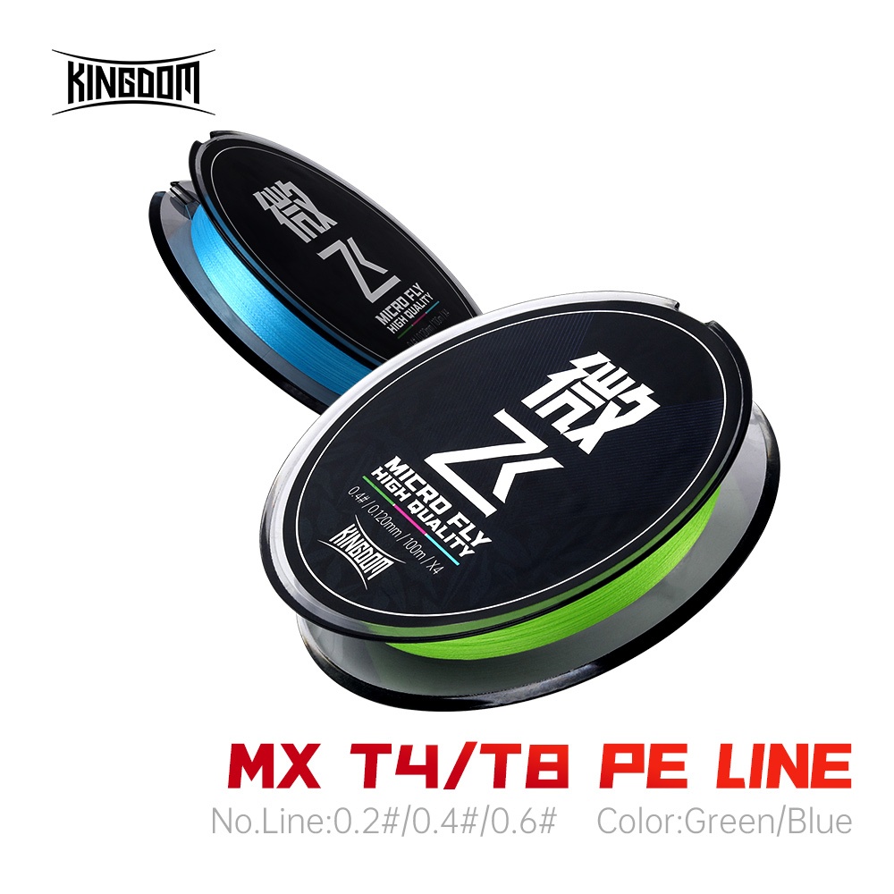 Kingdom MXT8/4 สายเอ็นตกปลา PE ถักเปีย 100 ม. 8 เส้น 0.2#/0.4#/0.6# 6-13LB