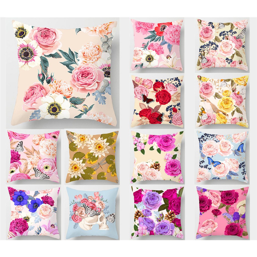 <COD> ปลอกหมอนอิง ผ้าฝ้าย ลายดอกไม้ สีชมพู สีแดง ขนาด 70×70.60×60.50×50.45×45.40×40ปลอกหมอนข้าง แบบหนา ให้ความอบอุ่น สวยงาม สําหรับตกแต่งบ้าน ห้องนั่งเล่น