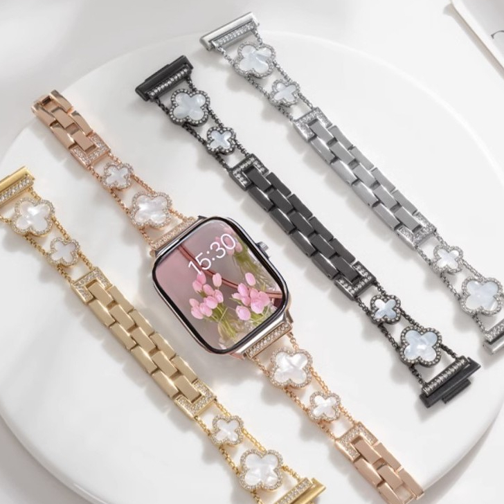 Elegant Clover สาย Redmi watch 5 Active Strap Diamond สาย redmi watch 4 Strap สายนาฬิกาข้อมือ Redmi watch 5 Active สาย โลหะ ประดับเพชร เวอร์ หรูหรา สายนาฬิกา Redmi Watch 4 สาย Mi band 8 pro Strap Designed Redmi watch 5 Lite สาย redmi watch 3 active Strap