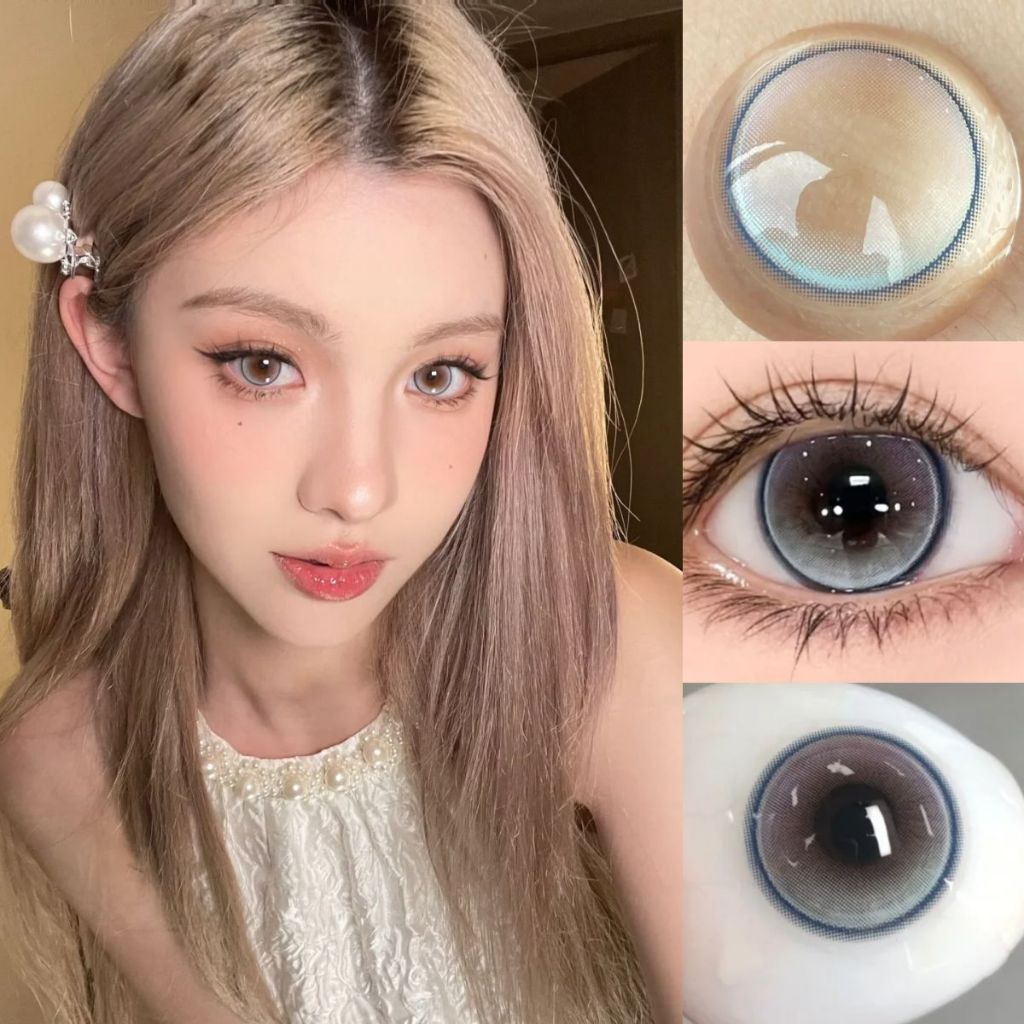 UYAAI x FRESHLADY คอนแทคเลนส์ CrystalOrb Series คริสตัลออบ 1คู่ สีเทา ใช้ได้หนึ่งเดือน 14.2 มม.