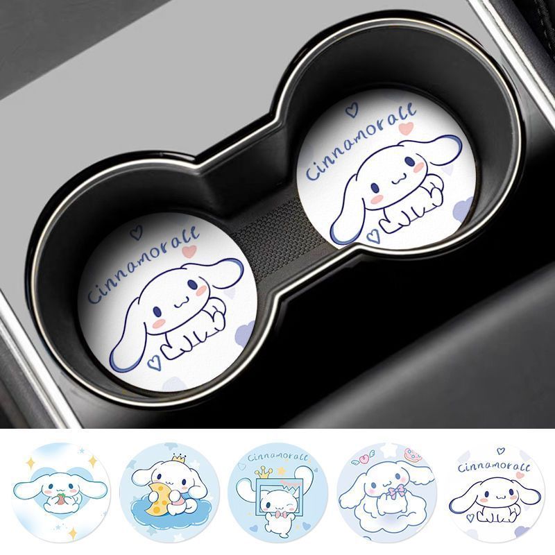 ชุดที่รองแก้วน้ําในรถยนต์ เส้นผ่าศูนย์กลาง 7 ซม. อุปกรณ์เสริม สําหรับ Cinnamoroll 2 ชิ้น