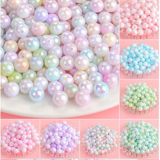 ลูกปัดไข่มุกเทียม AB อะคริลิค ไล่โทนสี รูตรง หลากสี สําหรับท…