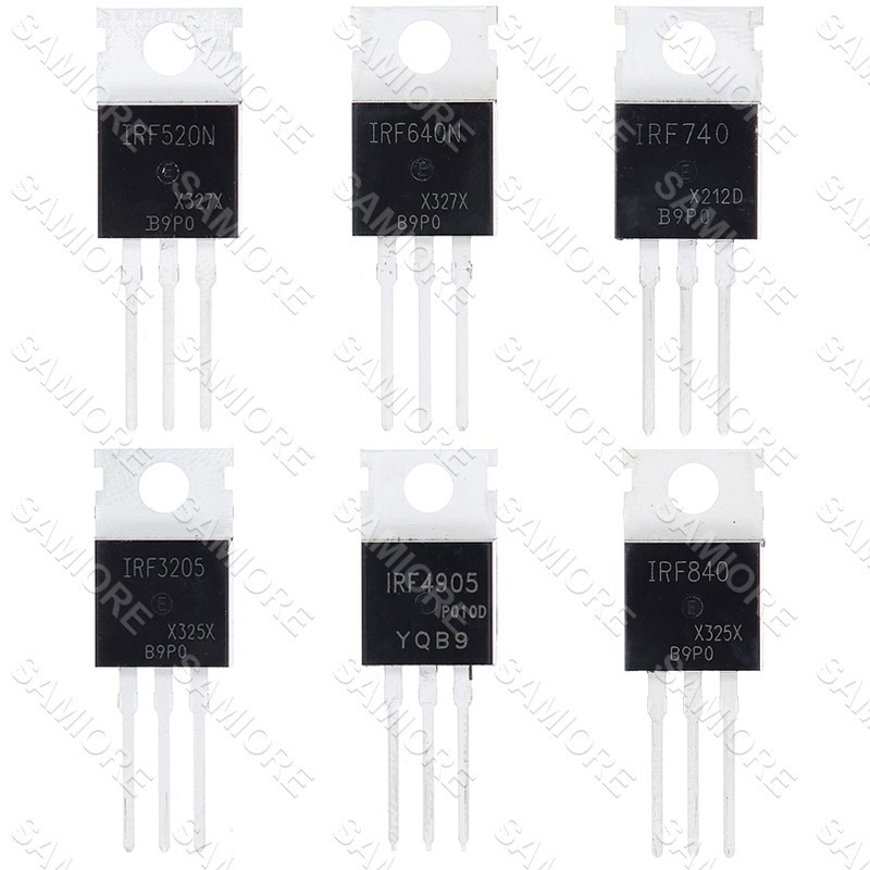 มอสเฟตพาวเวอร์ IRF520N IRF640N IRF740 IRF840 IRF3205 IRF4905 IRFZ44N P-/N-Channel TO-220 10 ชิ้นต่อล็อต