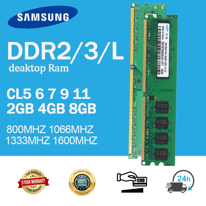หน่วยความจํา Samsung 2GB 4GB 8GB RAM DDR3 1333MHZ 1600MHZ DDR2 DDR3L 667Mhz 800Mhz 1066Mhz RAM PC3 PC3L 5300 6400 8500 10600 12800 DIMM