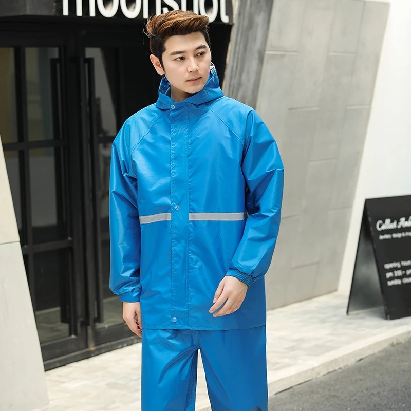 ชุดกันฝนเสื้อกันฝนชิ้นเดียว สีกรมท่า มีแถบสะท้อนแสง thumbnail 5