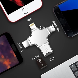 4 In 1 อะแดปเตอร์การ์ดรีดเดอร์ USB 3.0 เป็น Type C USB เป็น IOS Micro OTG สําหรับ PC โทรศัพท์ การ์ดรีดเดอร์