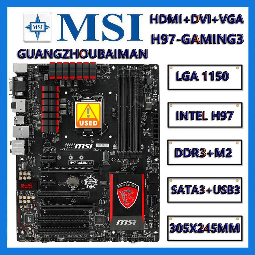 เมนบอร์ดเล่นเกม สําหรับ Msi h97-gaming 3 Z97-gaming 3 Z97-gaming 5 Intel lga 1150 ddr3 64gb Intel h97 Intel h97 HDMI sata 6gb s usb 3.0 ATX M.2 (10gb s) HDMI ATX M2