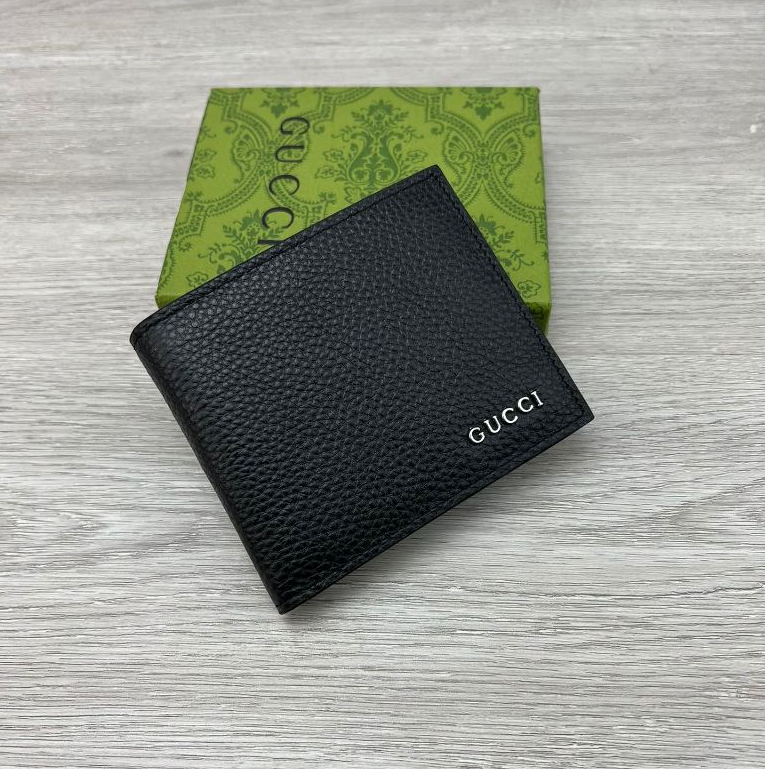 【 พร้อมส่ง + กล่อง 】 Gucci's กระเป๋าสตางค์หนัง สีดํา สําหรับผู้ชาย 771148 กระเป๋าสตางค์ หนังแท้ ใบสั้น ของแท้