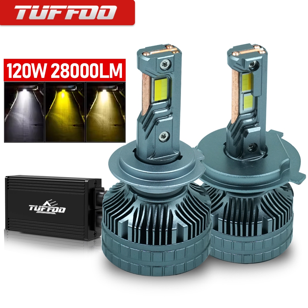 Tuffoo หลอดไฟหน้า LED T63 พลังงานสูง 3 สี สําหรับรถยนต์ H4 H7 H11 HB3 9005 H1 HB4 9006 HIR2 9012 Hi 