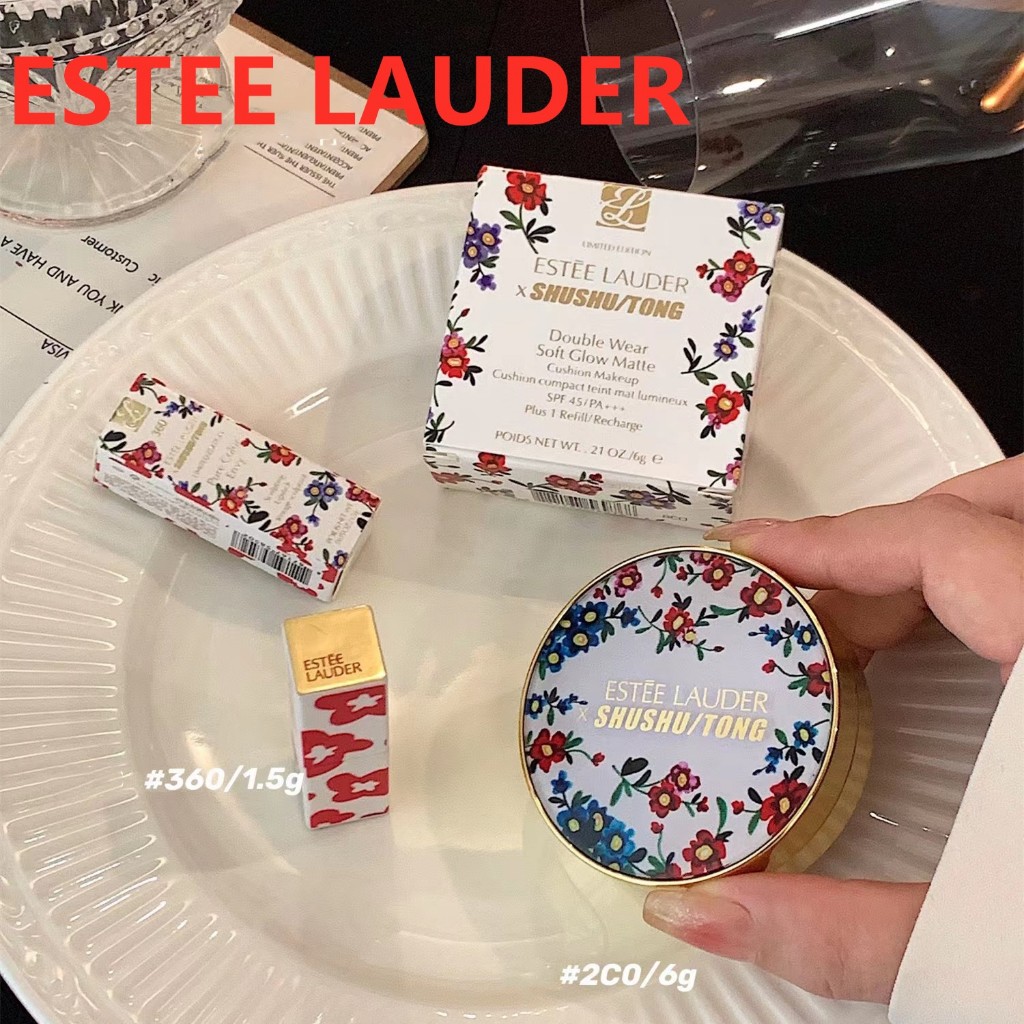 Estee LAUDER Co-Branded ลิปสติก คุชชั่น สองชิ้น 1.5 กรัม (360 #) Air Cushion 6 กรัม (2C0)