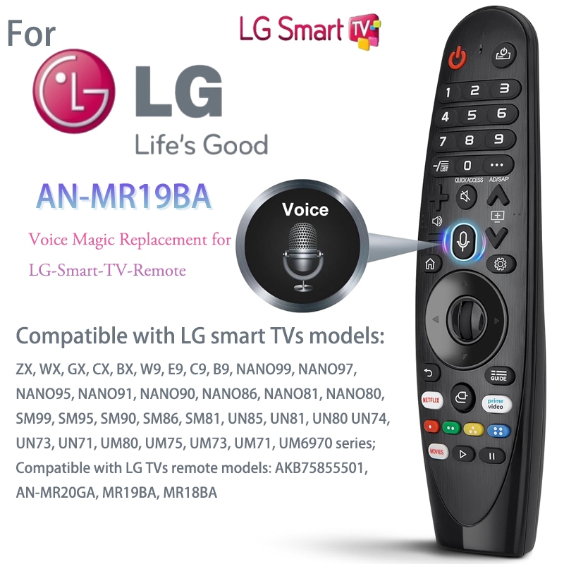 รีโมตคอนโทรล แบบเปลี่ยน สําหรับสมาร์ททีวี LG AN-MR19BA LG Smart TV พร้อมฟังก์ชั่นจดจําเสียง และตัวชี้