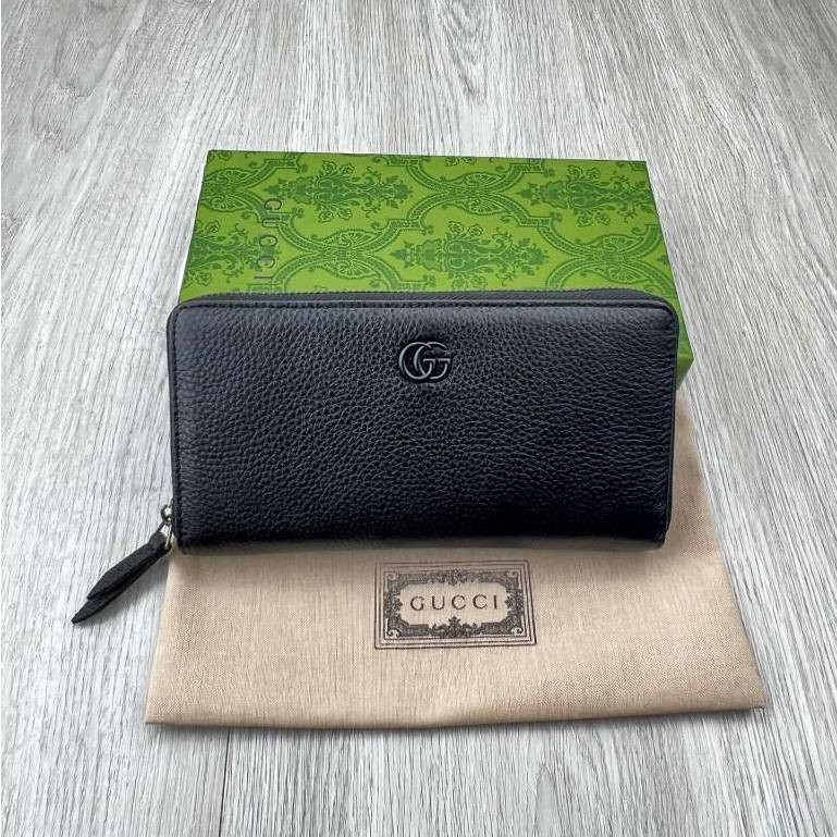 【 พร้อมส่ง + กล่องสีเขียว 】 Gucci's กระเป๋าสตางค์ หนังวัวแท้ ใบยาว มีซิป สําหรับผู้หญิง