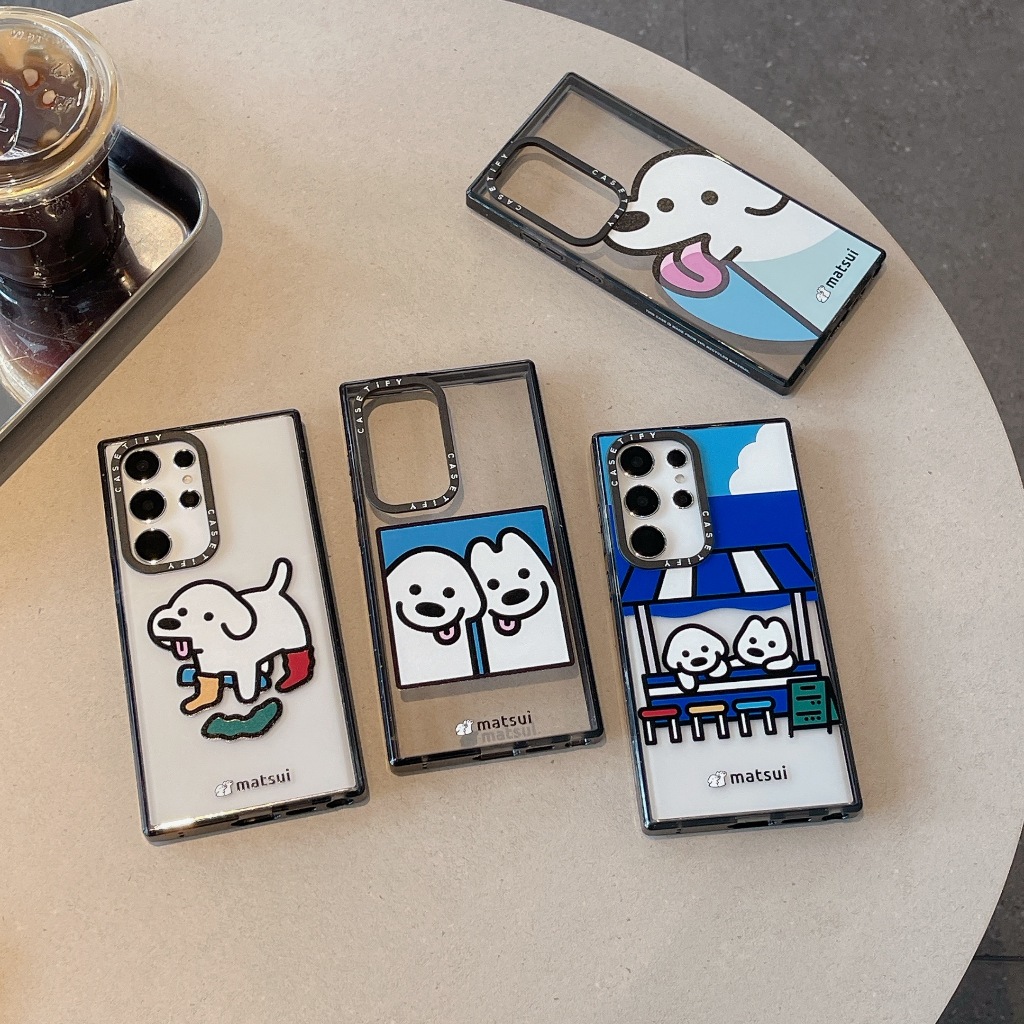 การ์ตูนน่ารัก หมา ซองโทรศัพท์ Samsung Galaxy S24 Ultra S24 Plus S24 S23 Ultra S23 Plus S23 S22 Ultra Case เคสโทรศัพท์ใหม่ ภาษาอังกฤษด้านข้าง แผ่นหลังอะคริลิคป้องกันการตก เคสมือถือซัมซุง
