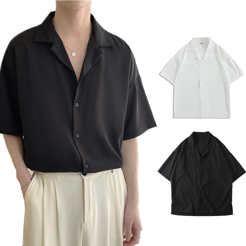 เสื้อเชิ้ตสําหรับผู้ชายแขนยาวสีพื้นสไตล์วินเทจ