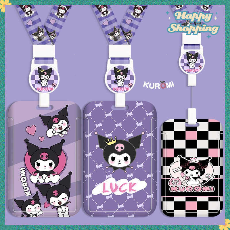 Sanrio Kuromi เคสแข็งใส่บัตร ABS พร้อมสายดึงเก็บได้ กันหาย สําหรับ EasyCard/MRT/บัตรโดยสาร