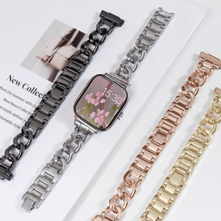 Metal One Chain Strap Compatible For สาย Redmi watch 5 Active Strap สาย redmi watch 4 สายนาฬิกาข้อมือ โซ่โลหะ อุปกรณ์เสริม สําหรับ Redmi watch 4 สาย Mi band 8 pro Strap Designed Redmi watch 5 Active สาย Redmi watch 3 active Strap Redmi watch 5 สาย