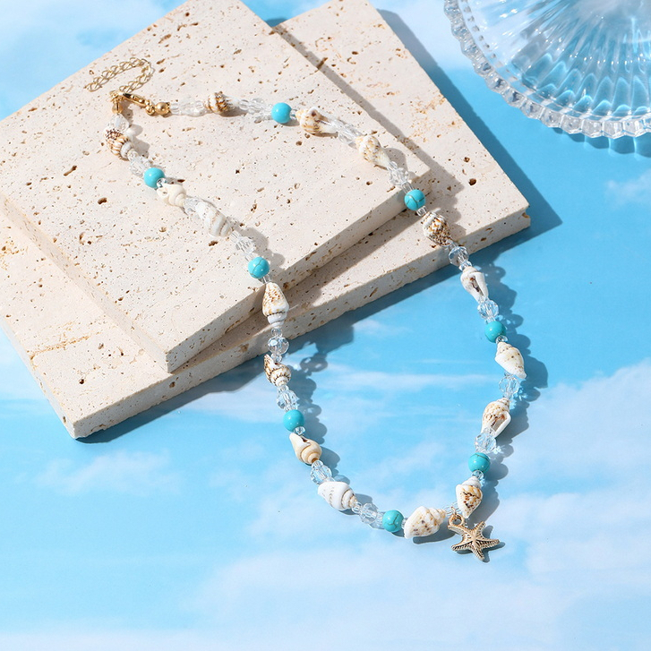 Handmade Pearl Shell สร้อยคอลูกปัดสร้อยคอชายหาดสังข์ปลาดาว Choker สําหรับผู้หญิง Boho เครื่องประดับของขวัญแฟชั่นฤดูร้อน