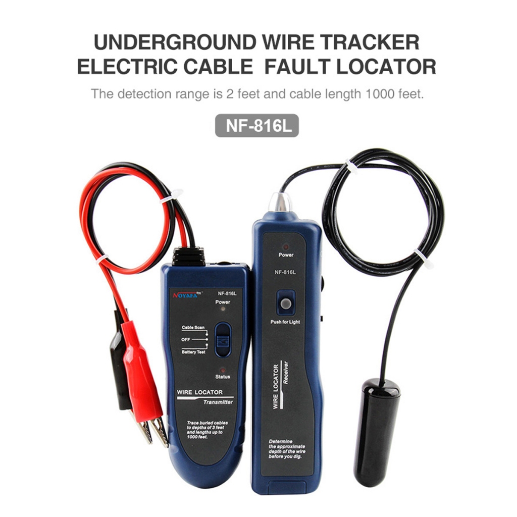 NOYAFA NF-816L ตัวระบุตําแหน่งสายไฟใต้ดินแบบชาร์จไฟได้เครื่องค้นหาสายเคเบิลใต้ดินพร้อมไฟฉาย