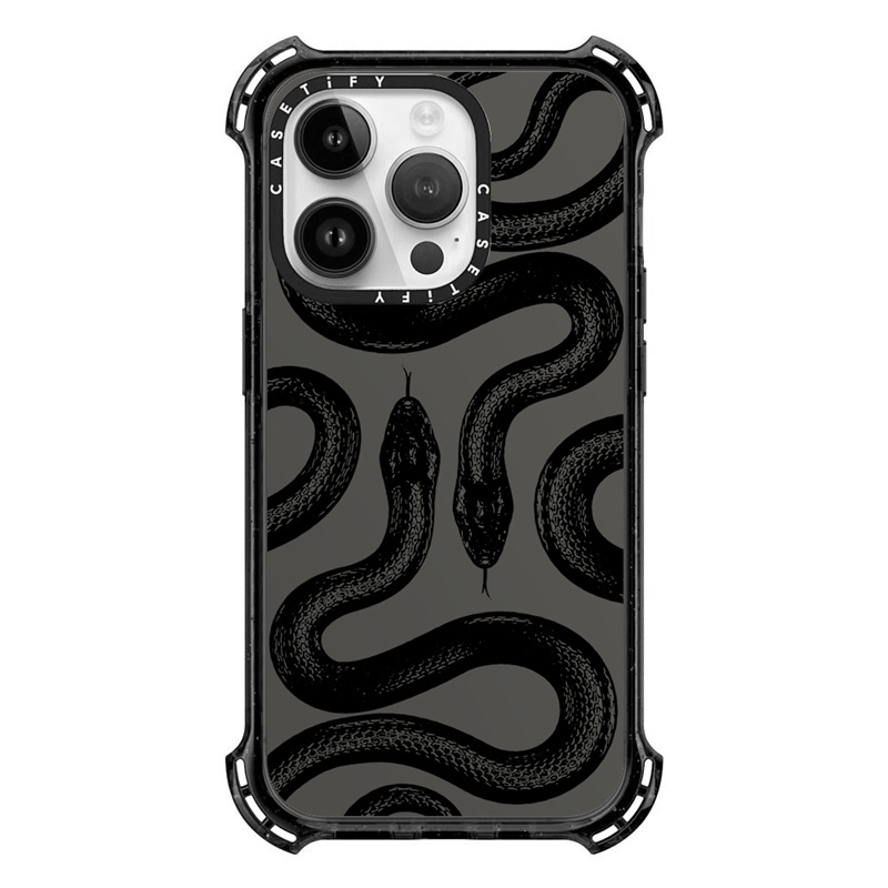 เคสโทรศัพท์มือถือ ซิลิโคนนิ่ม TPU กันกระแทก ลายงู สีดํา พร้อมกล่อง สําหรับ iPhone 15 11 12 13 14 Pro Max