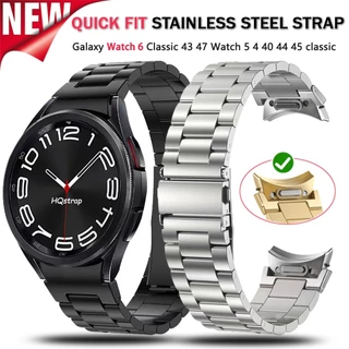 Quick Fit สายสแตนเลสสําหรับ Galaxy Watch 6 Classic 47 43 มม.สายโลหะสําหรับนาฬิกา 7 6 5 4 40 44 มม.ปลายโค้ง