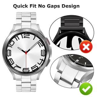Quick Fit สายสแตนเลสสําหรับ Galaxy Watch 6 Classic 47 43 มม.สายโลหะสําหรับนาฬิกา 7 6 5 4 40 44 มม.ปลายโค้ง