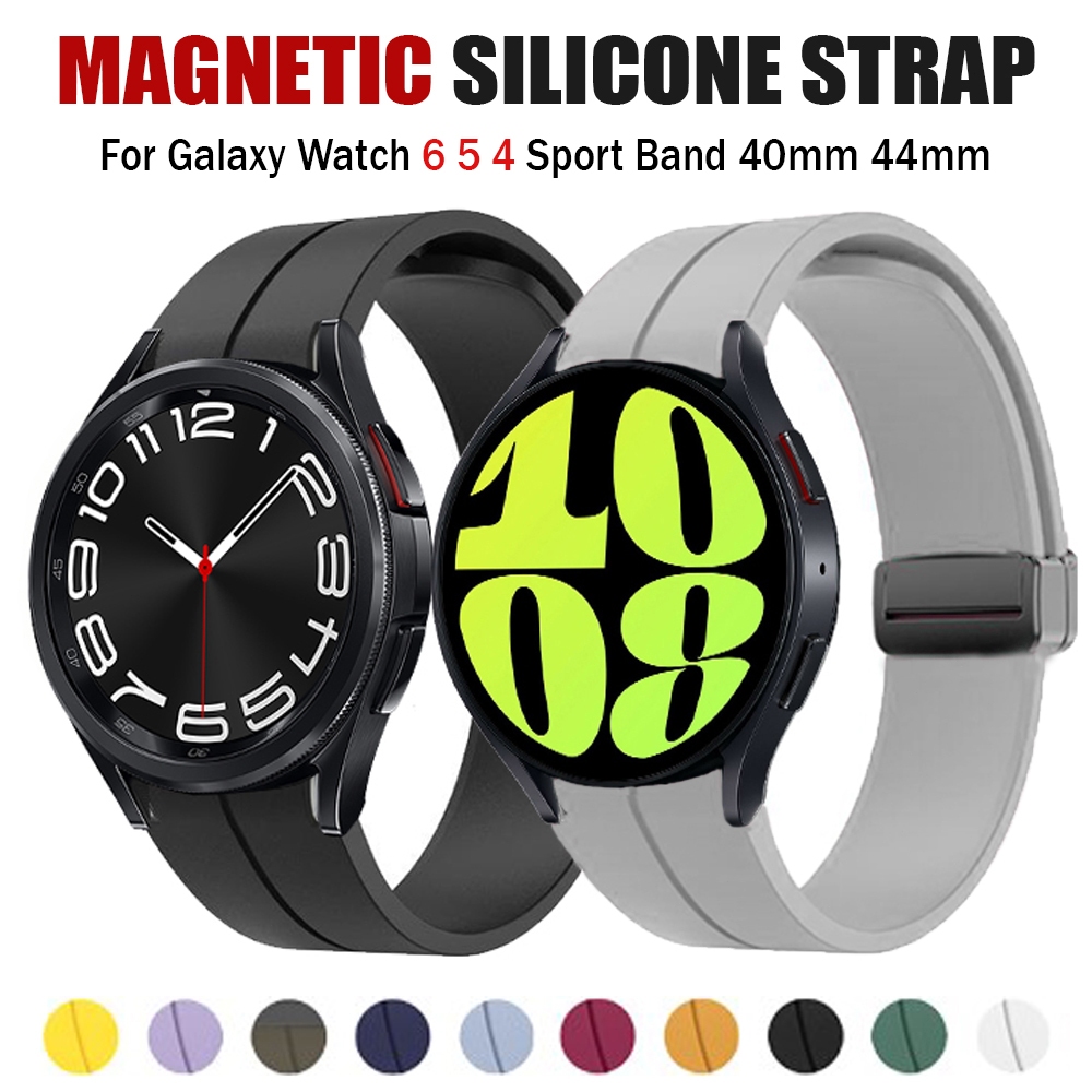 สายซิลิโคนเดิมสําหรับ Galaxy Watch 4/5/6/7/5 Pro 40 มม.45 มม.หัวเข็มขัดแม่เหล็กสําหรับ Galaxy Watch 4/Classic 46 42/44 มม.,20 มม.