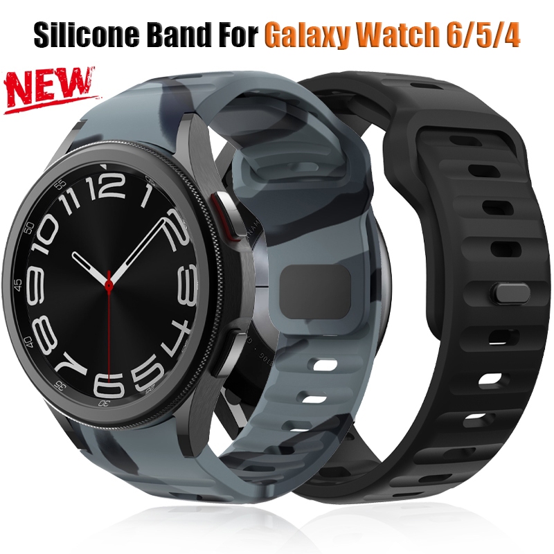 No Gaps Camo ซิลิโคนกีฬาสําหรับ Galaxy Watch 6 4 คลาสสิก 47 มม.43 มม.นาฬิกา FE 40 มม.สร้อยข้อมือ Galaxy Watch7 6 4 5 Pro 45 มม.40 มม.44 มม.เข็มขัด