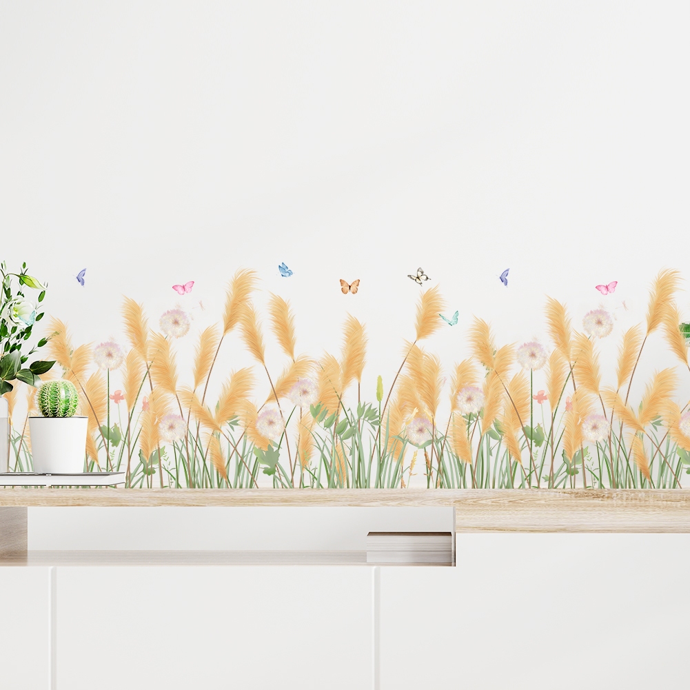 【Zooyoo】สติกเกอร์ติดผนัง ลายสีน้ํา Dandelion Baseboard สําหรับตกแต่งบ้าน ห้องนั่งเล่น ห้องนอน โซฟา