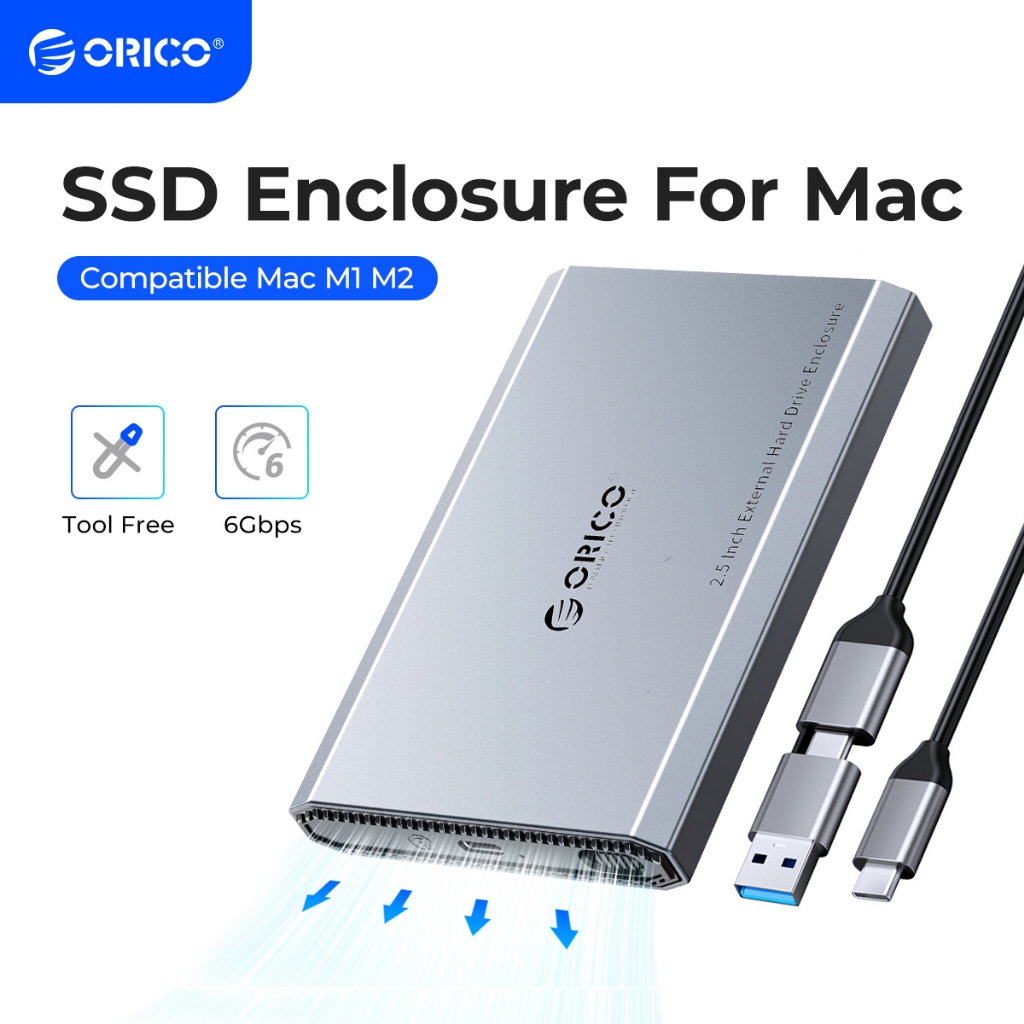 Orico HDD SSD case รองรับ UASP 6Gbps เข้ากันได้กับ Mac M1 และ M2