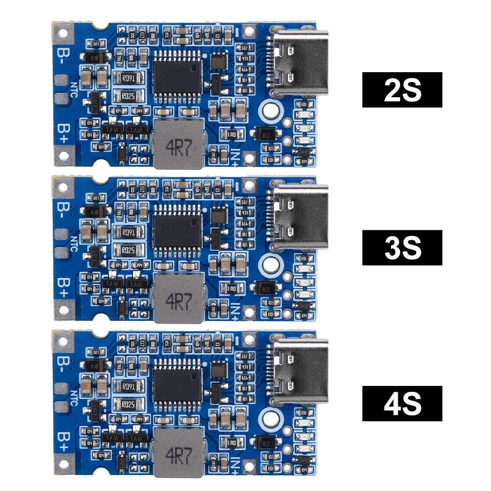 Voktta โมดูลชาร์จแบตเตอรี่ลิเธียม Type-C USB 2S 3S 4S BMS 4.5V-15V 18W 2A รองรับ QC ชาร์จเร็ว พร้อมตัวป้องกันอุณหภูมิ