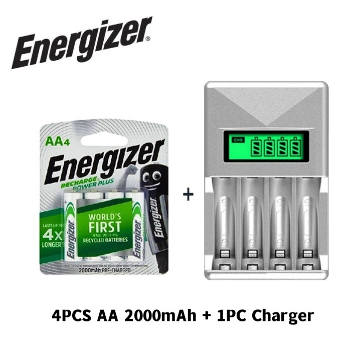 <ผู้ขาย Sg >Energizer Power Plus AA/AAA 1.2V แบตเตอรี่ชาร์จไฮโดรเจนนิกเกิล 2000/800mAh (การ์ด) และเครื่องชาร์จ