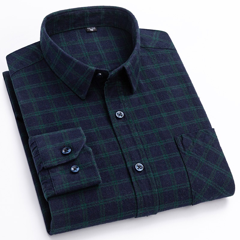เสื้อเชิ้ตแขนยาวลําลอง ผ้าฝ้าย 100% ลายสก๊อต พลัสไซซ์ สไตล์เกาหลี สําหรับผู้ชาย - รูปที่ 4